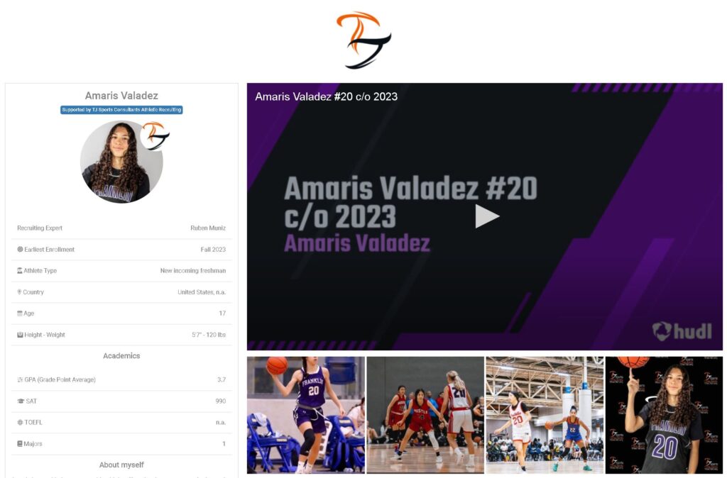 A picture of the website for amaris valadez