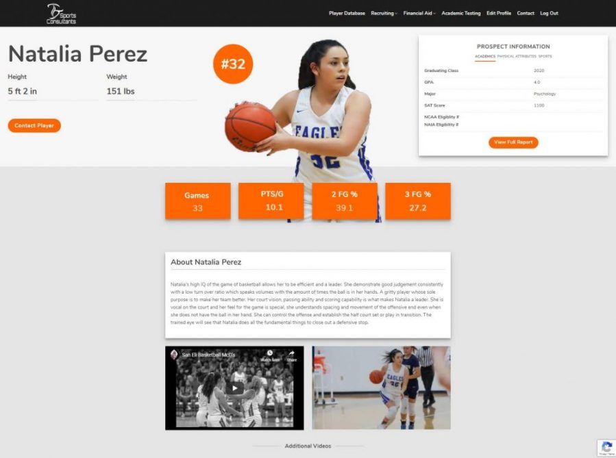 A website with an image of a girl playing basketball.